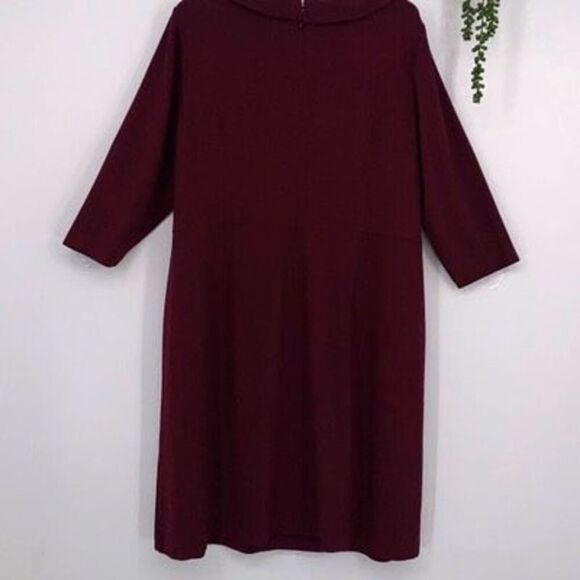Talbots Audrey Mock Neck Ponte Jersey A-Line Dress 3/4 Sleeve Wine Sz 18WP - Picture 3 of 12